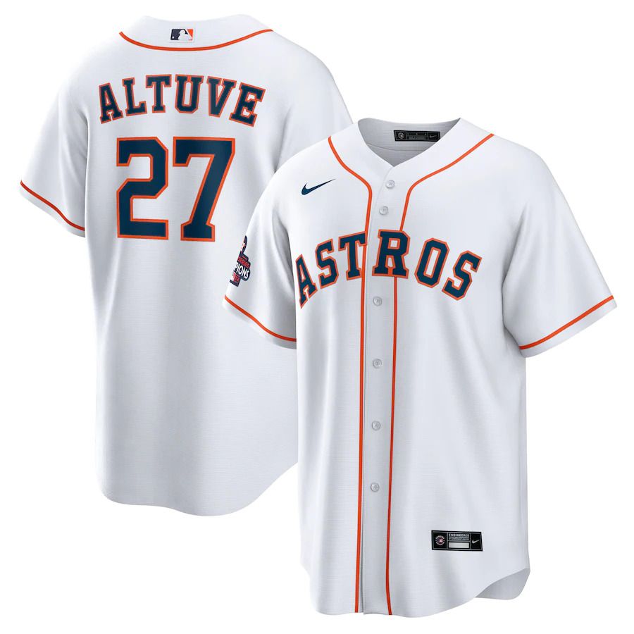 Men Houston Astros #27 Jose Altuve Nike White 2022 World Series Champions Home Replica MLB Jersey